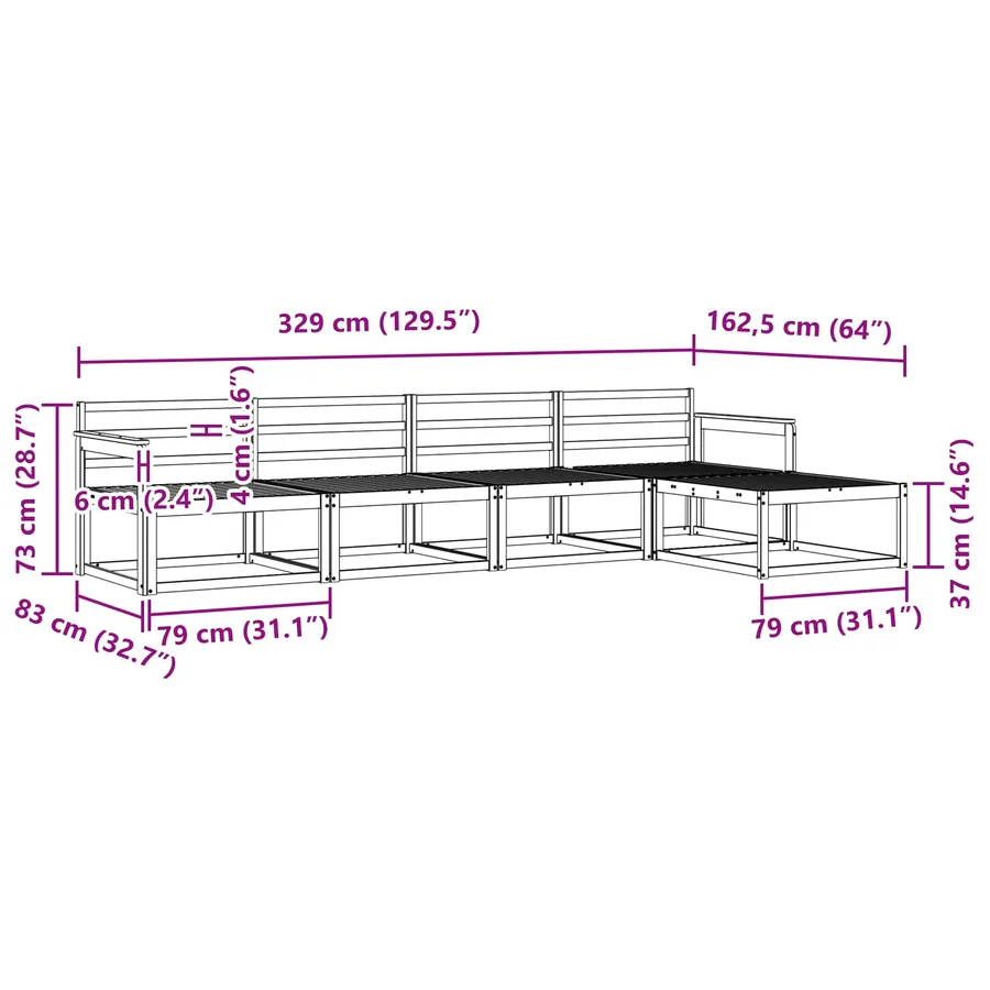 Ensemble de canapés d'extérieur 5 pcs Naturel - 8