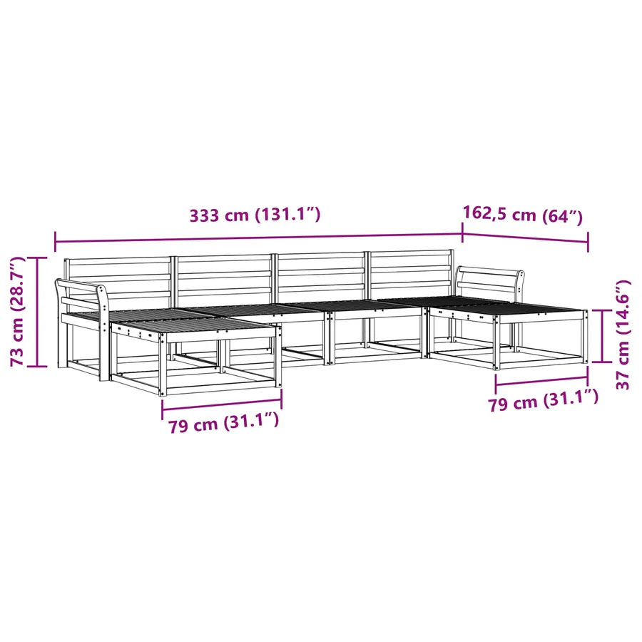Ensemble de canapés d'extérieur 6 pcs Naturel - 8