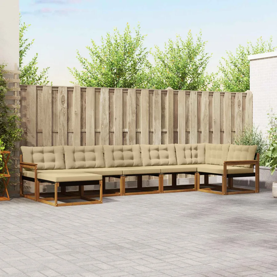 Ensemble de canapés d'extérieur 7 pcs Naturel et Beige