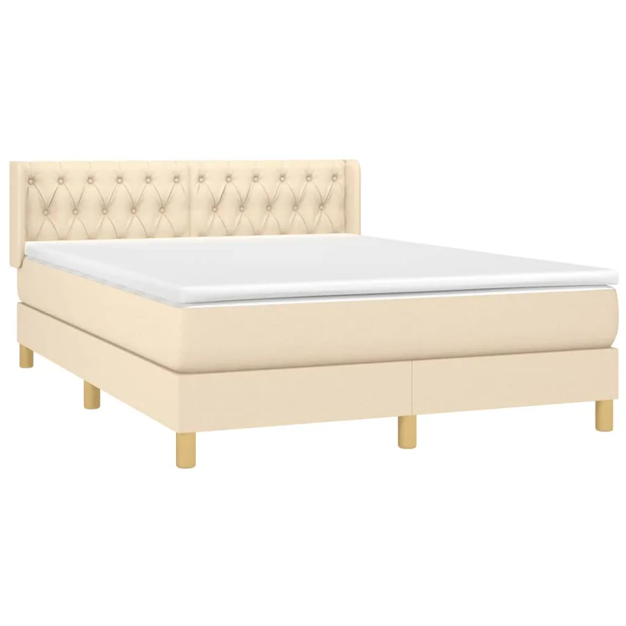 Sommier à lattes de lit avec matelas Crème 140x200 cm Tissu - 3