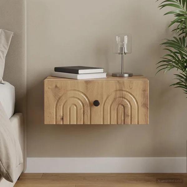 Cabinet de chevet mural Chêne artisanal 49 x 34,5 x 20 cm
