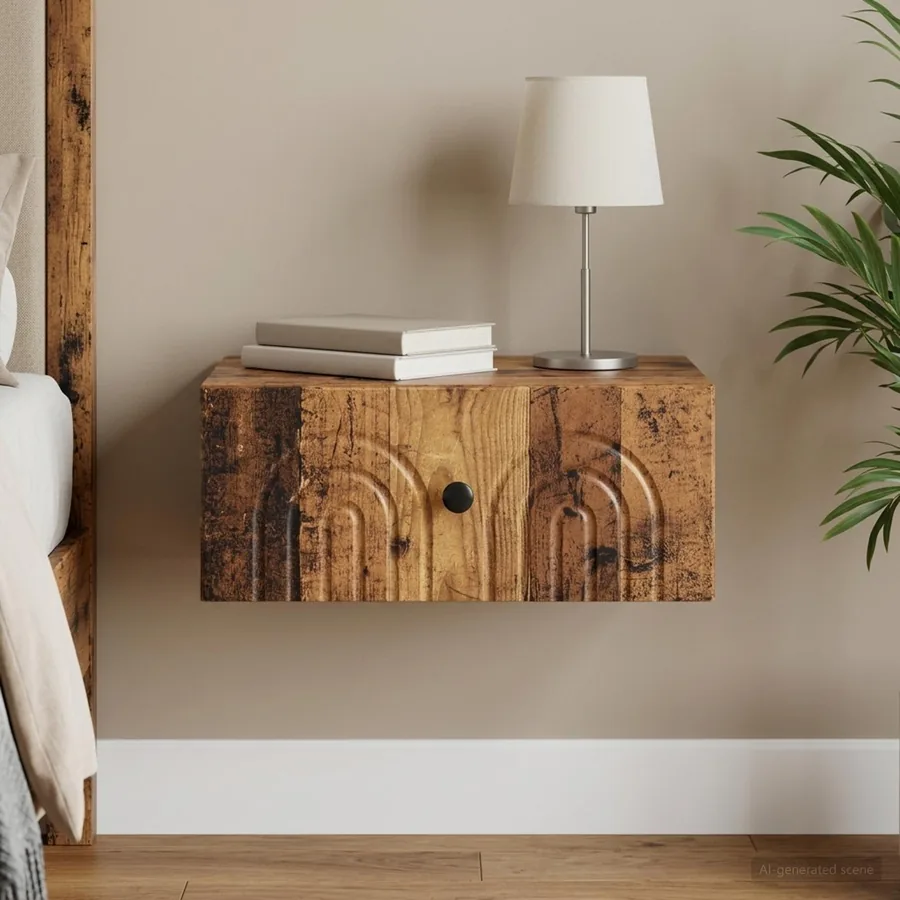 Cabinet de chevet mural Bois ancien 49 x 34,5 x 20 cm