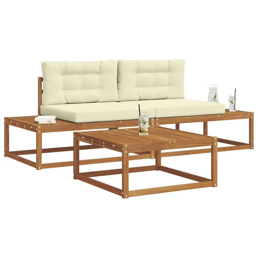 Ensemble de canapés d'extérieur avec coussin Naturel et Crème - 3