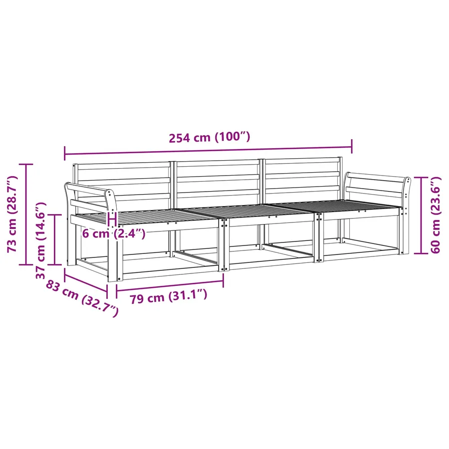 Ensemble de canapés d'extérieur 3 pcs Naturel - 6