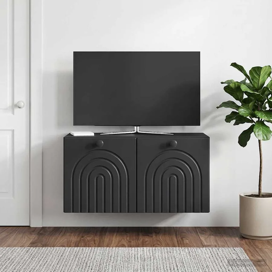 Meuble TV mural Noir 59,5 x 31 x 30 cm Bois d'ingénierie