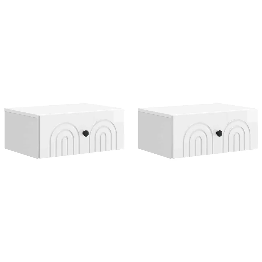 Cabinet de chevet mural 2 pcs Blanc brillant 49 x 34,5 x 20 cm - 2