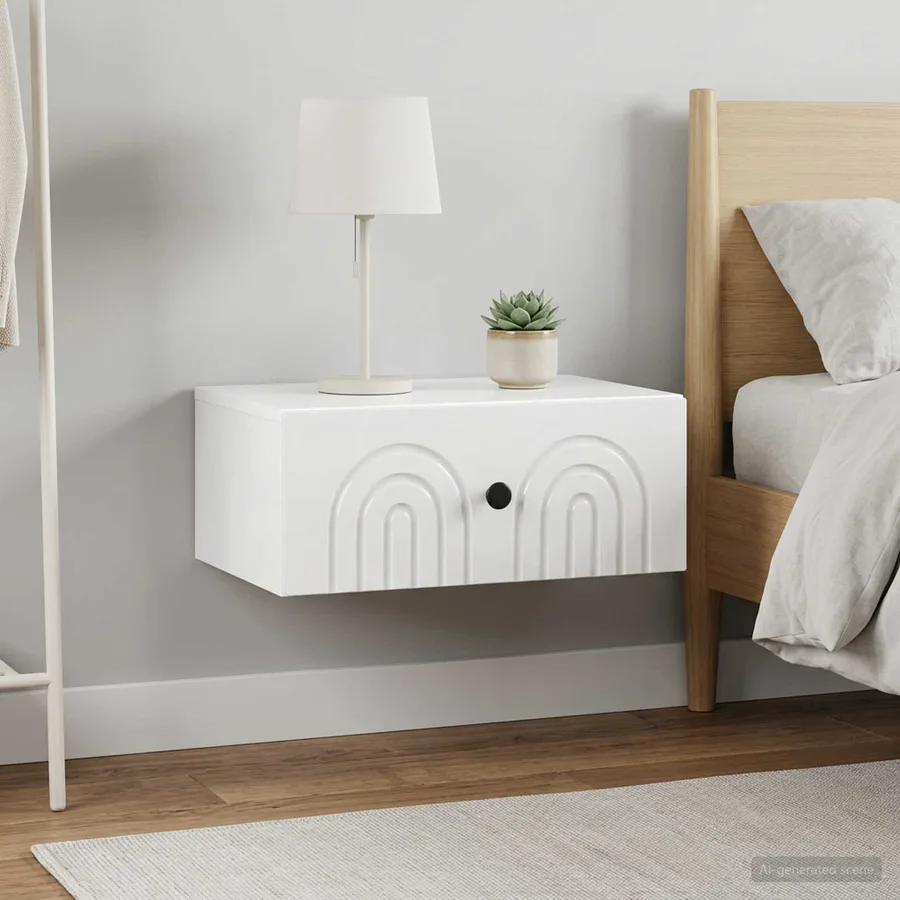 Cabinet de chevet mural 2 pcs Blanc brillant 49 x 34,5 x 20 cm - 4