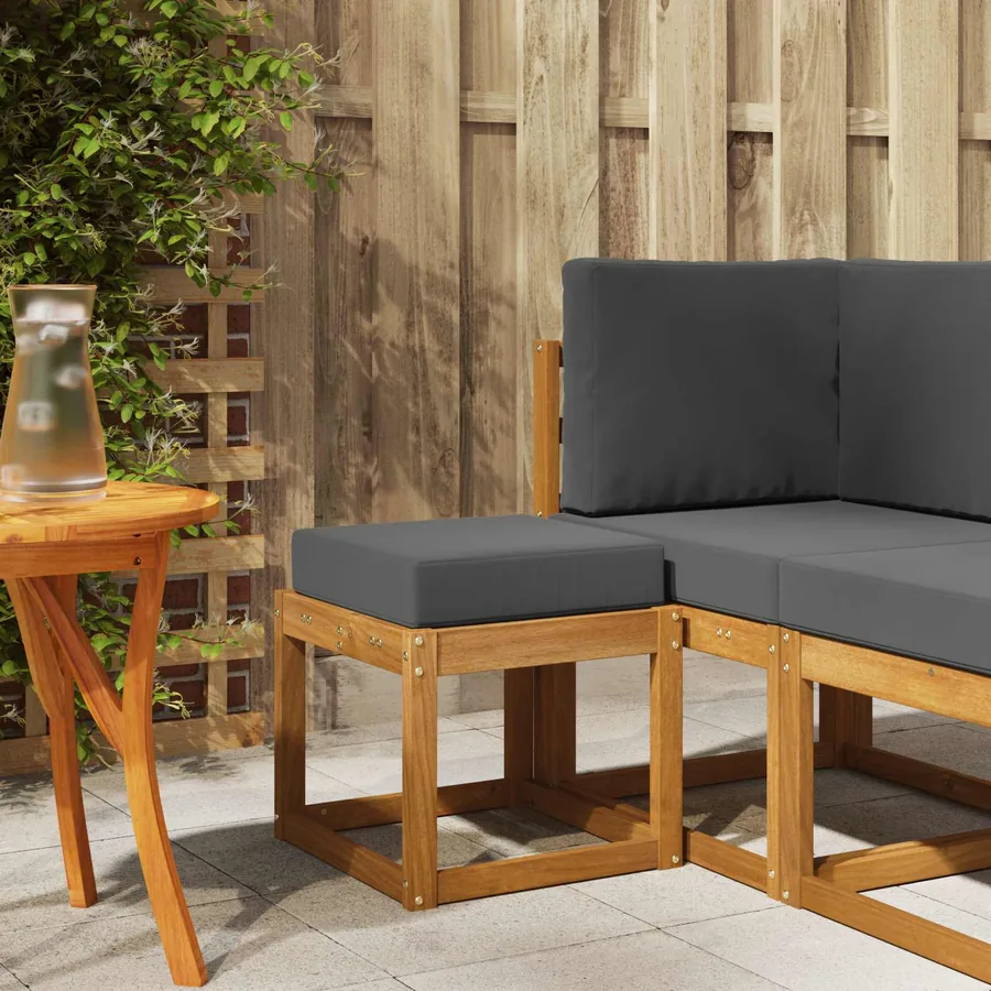Banc de Tabouret Naturel et Anthracite 43 x 43 x 37 cm