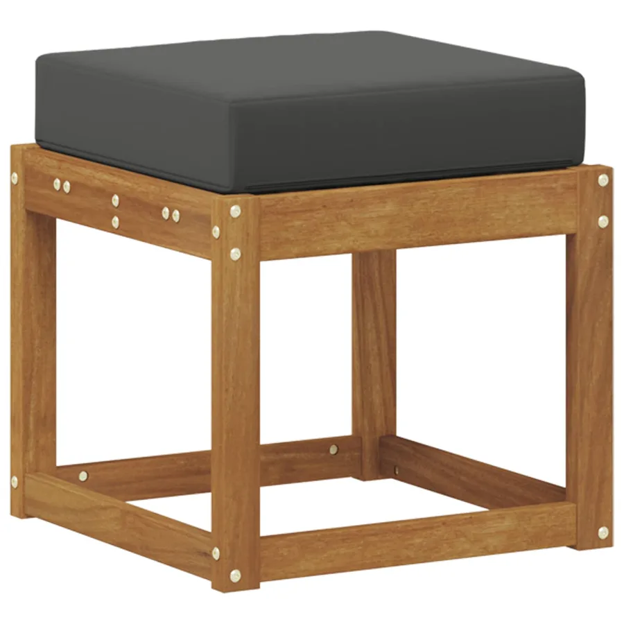 Banc de Tabouret Naturel et Anthracite 43 x 43 x 37 cm - 2