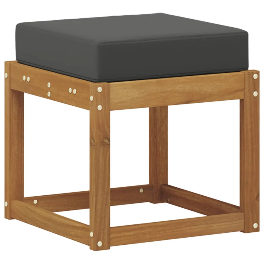 Banc de Tabouret Naturel et Anthracite 43 x 43 x 37 cm - 5