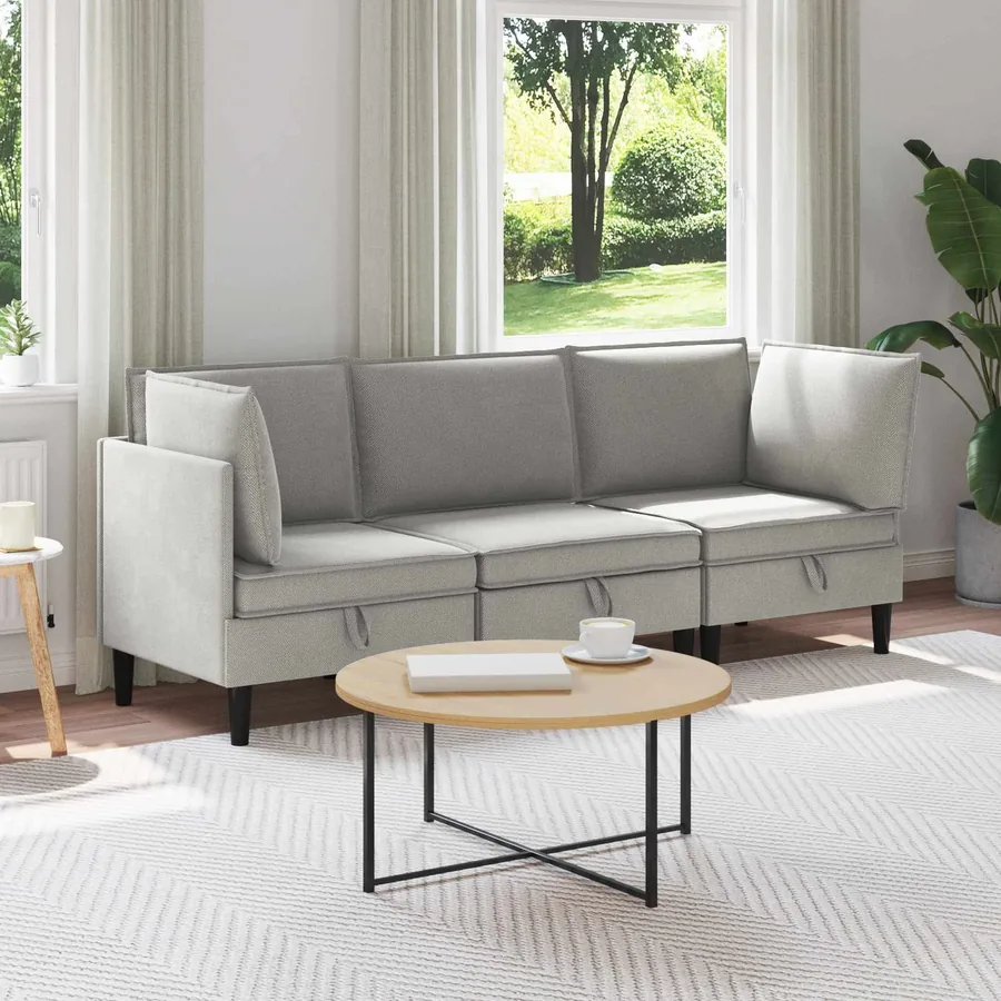 Ensemble de meubles pour le salon 3 pcs Gris clair Tissu