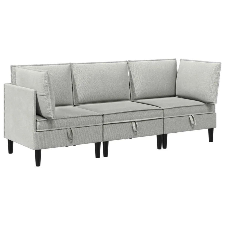 Ensemble de meubles pour le salon 3 pcs Gris clair Tissu - 2