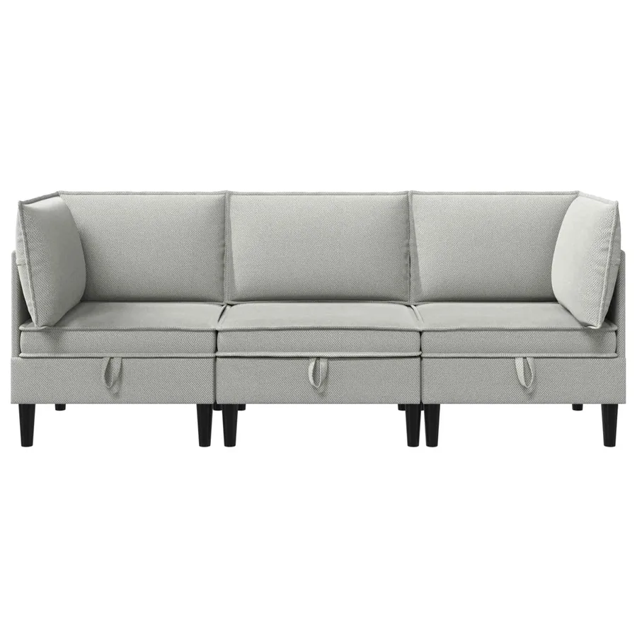 Ensemble de meubles pour le salon 3 pcs Gris clair Tissu - 7