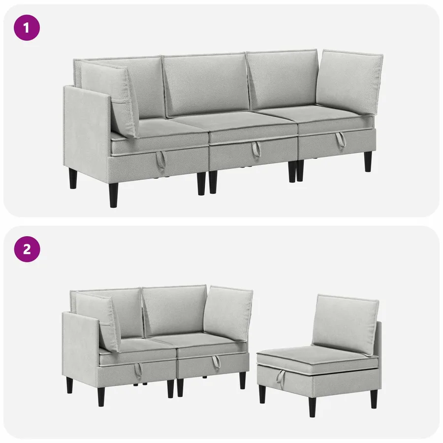 Ensemble de meubles pour le salon 3 pcs Gris clair Tissu - 8