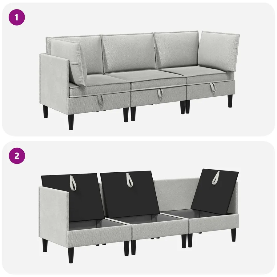 Ensemble de meubles pour le salon 3 pcs Gris clair Tissu - 9