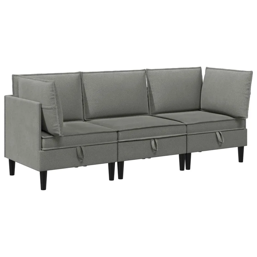 Ensemble de meubles pour le salon 3 pcs Gris foncé Tissu - 2