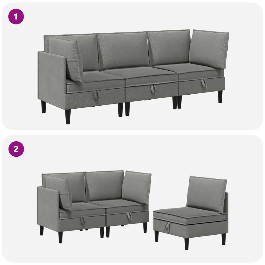 Ensemble de meubles pour le salon 3 pcs Gris foncé Tissu - 8