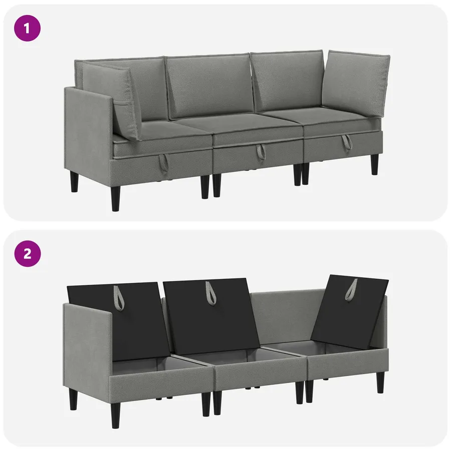 Ensemble de meubles pour le salon 3 pcs Gris foncé Tissu - 9