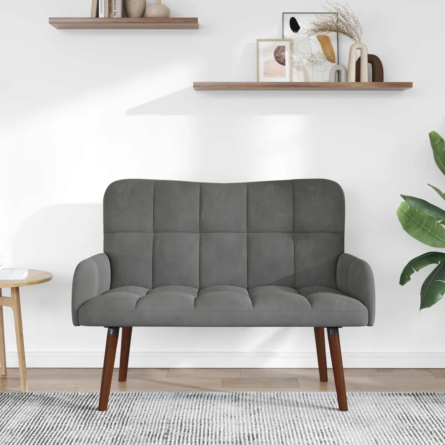 Sofa 2 places Gris foncé 115 x 61 x 87 cm Velours - 3