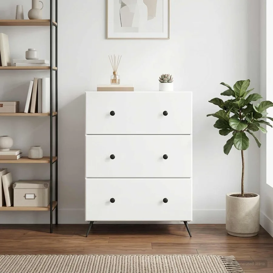 Armoire à tiroirs Blanc 66 x 34,5 x 90 cm Bois d'ingénierie - 4