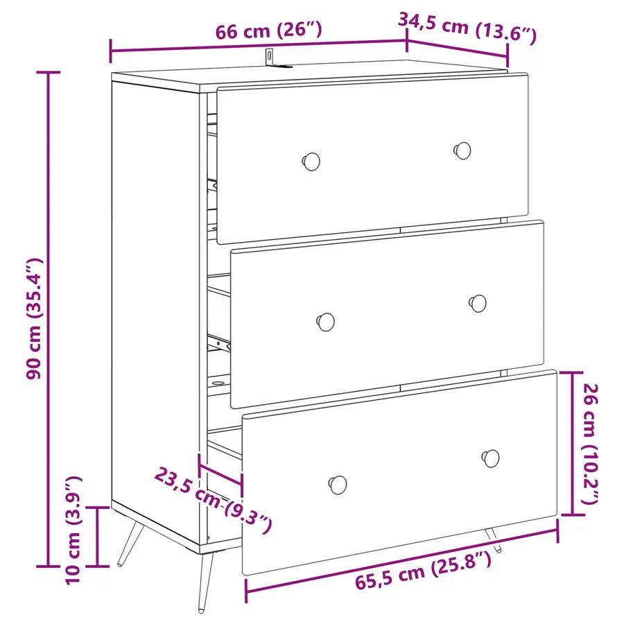 Armoire à tiroirs Chêne Sonoma 66 x 34,5 x 90 cm - 11