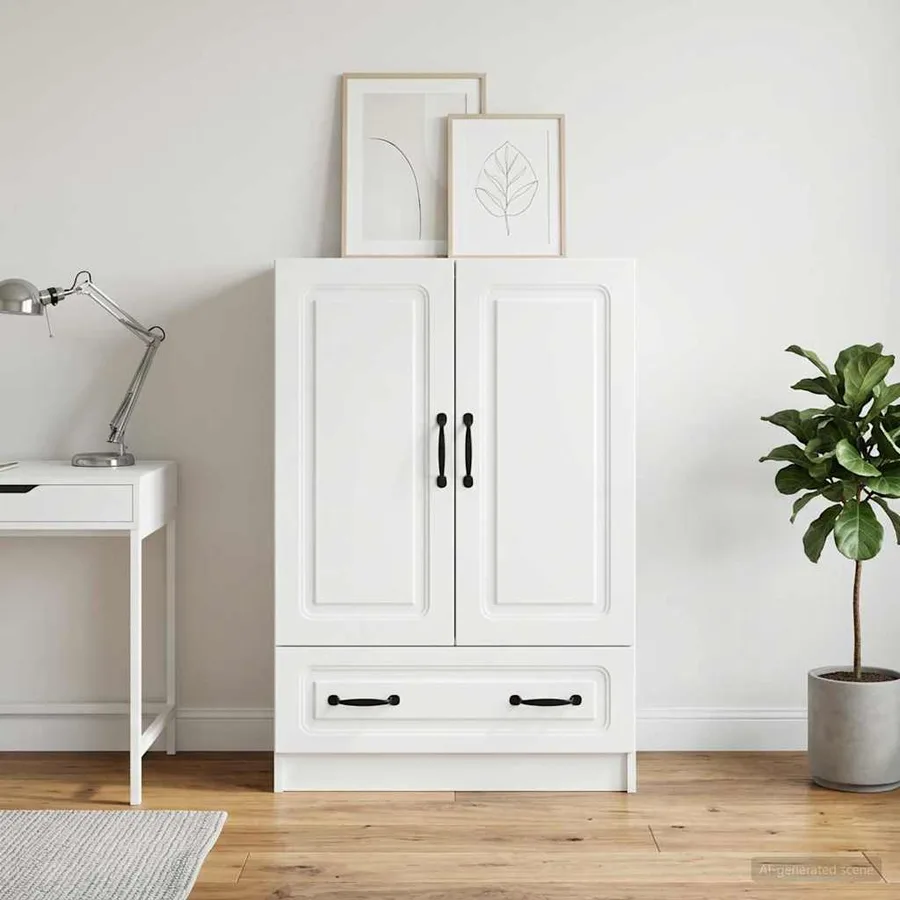 Buffet Blanc 66 x 34,5 x 92 cm Bois d'ingénierie - 3