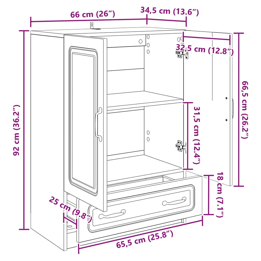 Buffet Blanc 66 x 34,5 x 92 cm Bois d'ingénierie - 9
