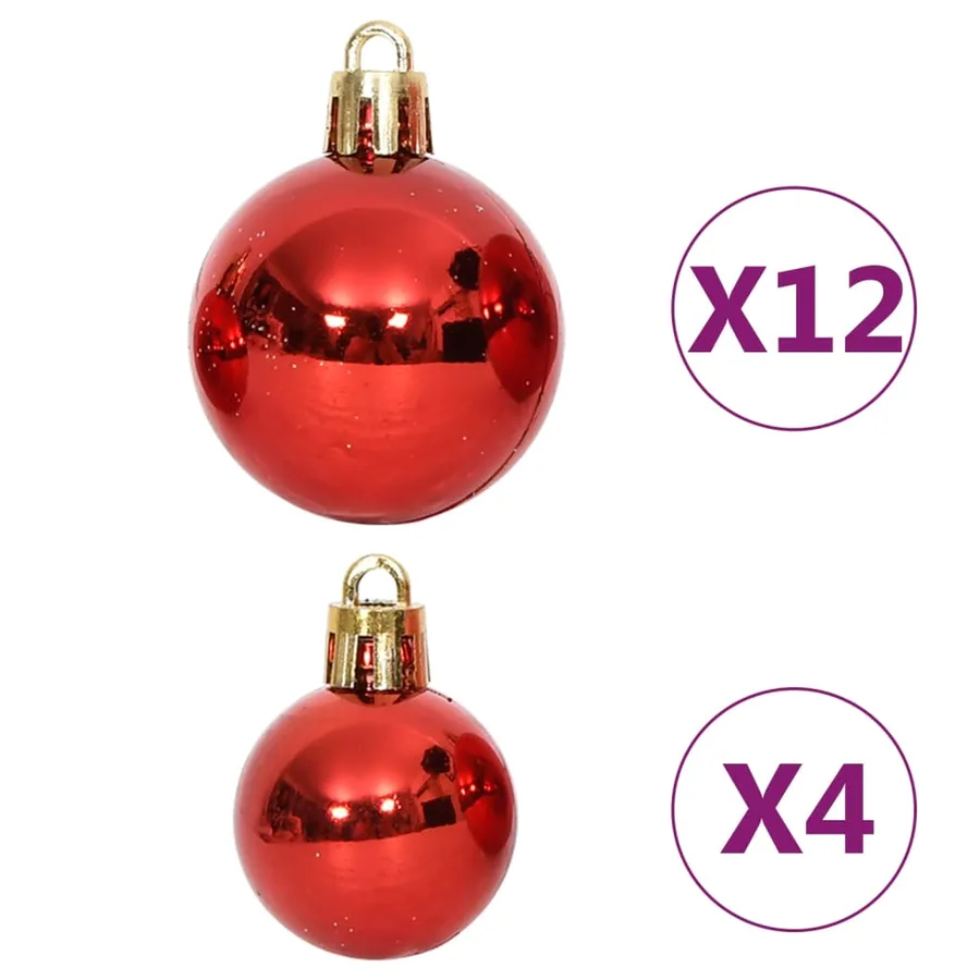 Ensemble de boules de Noël 108 pcs Rouge et blanc - 11