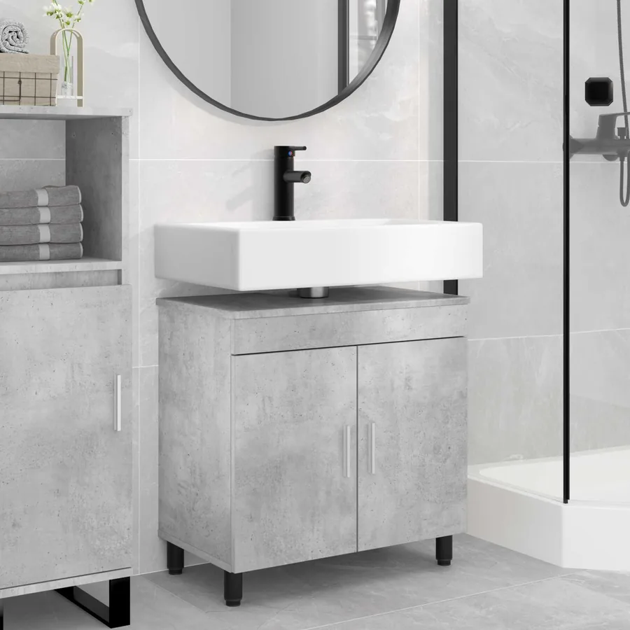 Unité de vanité de salle de bain Gris béton 60 x 35 x 60 cm