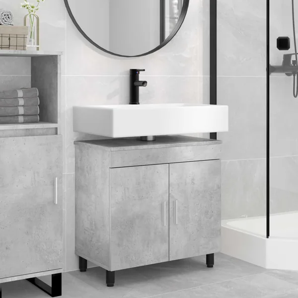 Unité de vanité de salle de bain Gris béton 60 x 35 x 60 cm