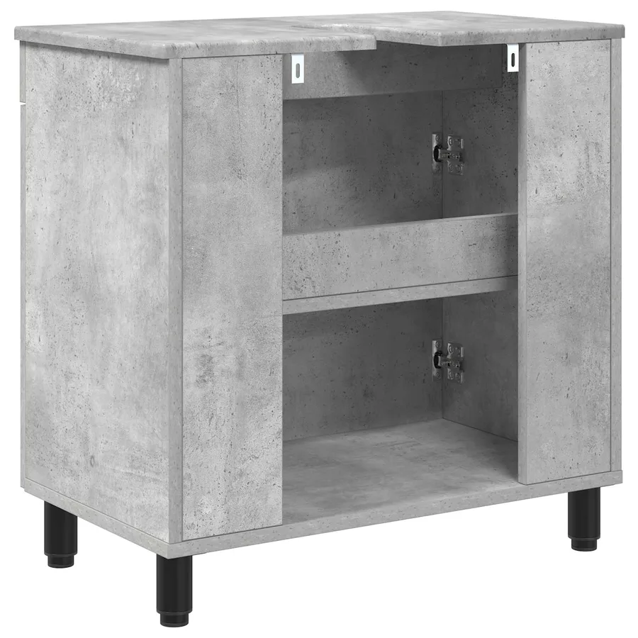 Unité de vanité de salle de bain Gris béton 60 x 35 x 60 cm - 7