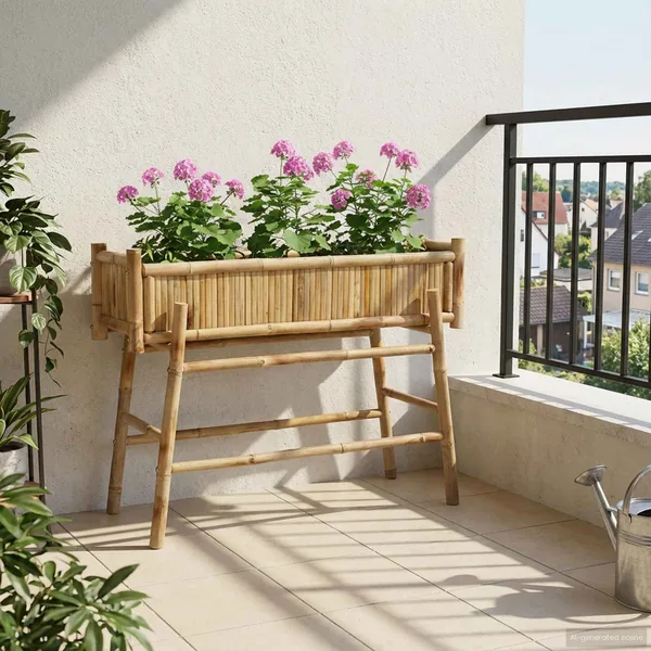 Jardinière avec support Naturel 100 x 38 x 74 cm Bambou