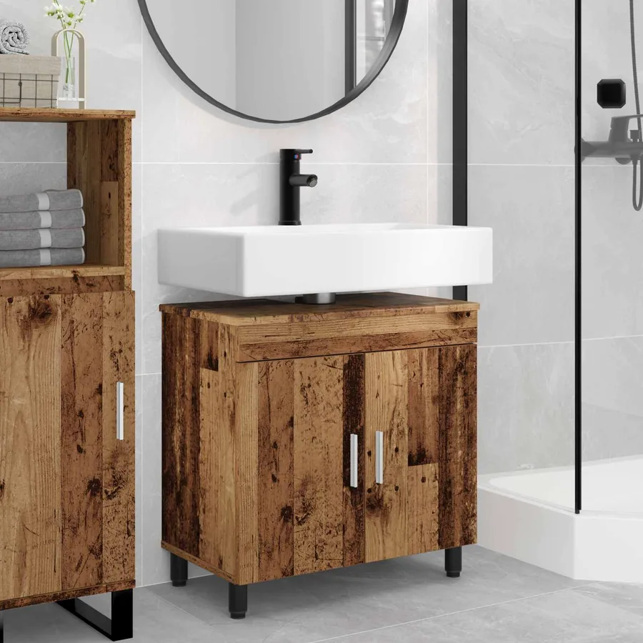 Unité de vanité de salle de bain Bois ancien 60 x 35 x 60 cm