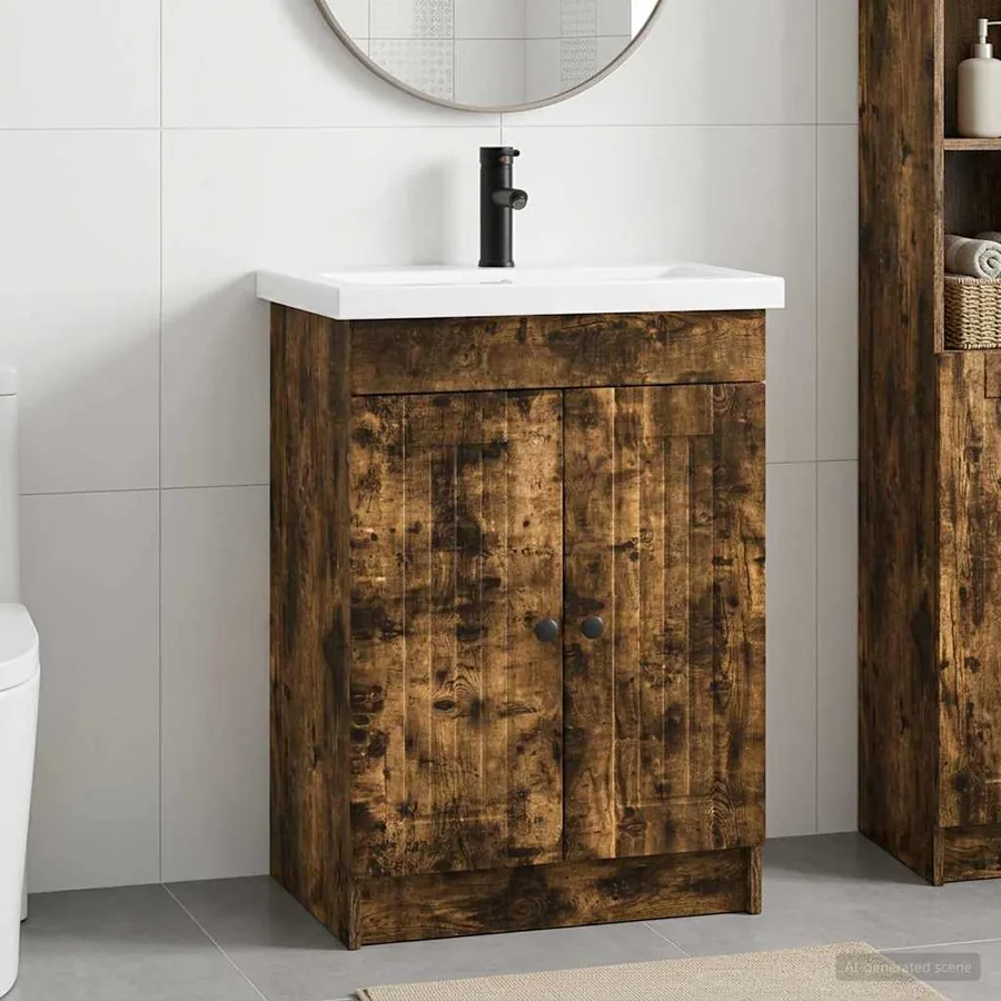 Ensemble de mobilier de salle de bain Chêne fumé