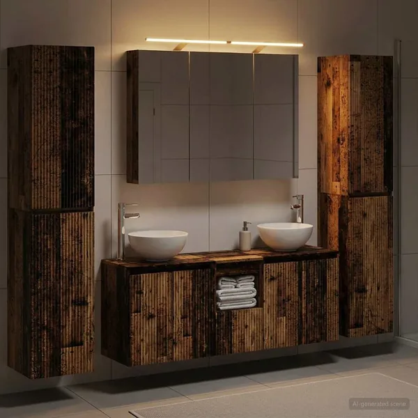 Ensemble de mobilier de salle de bain 6 pcs Bois ancien