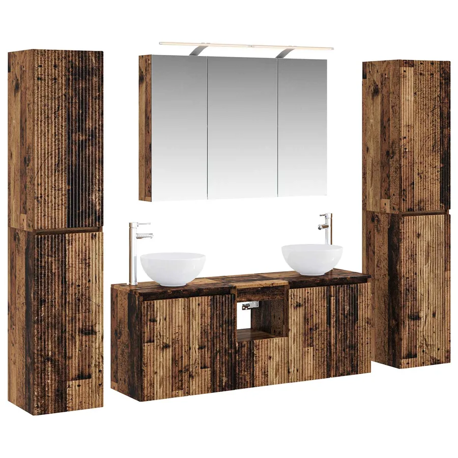 Ensemble de mobilier de salle de bain 6 pcs Bois ancien - 2