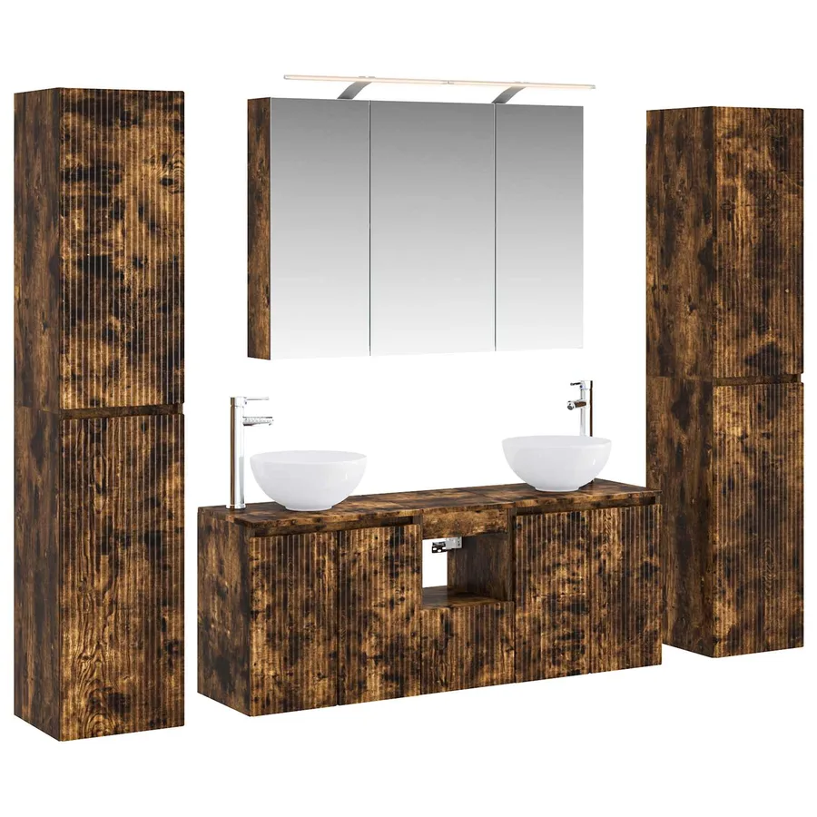 Ensemble de mobilier de salle de bain 6 pcs Chêne fumé - 2