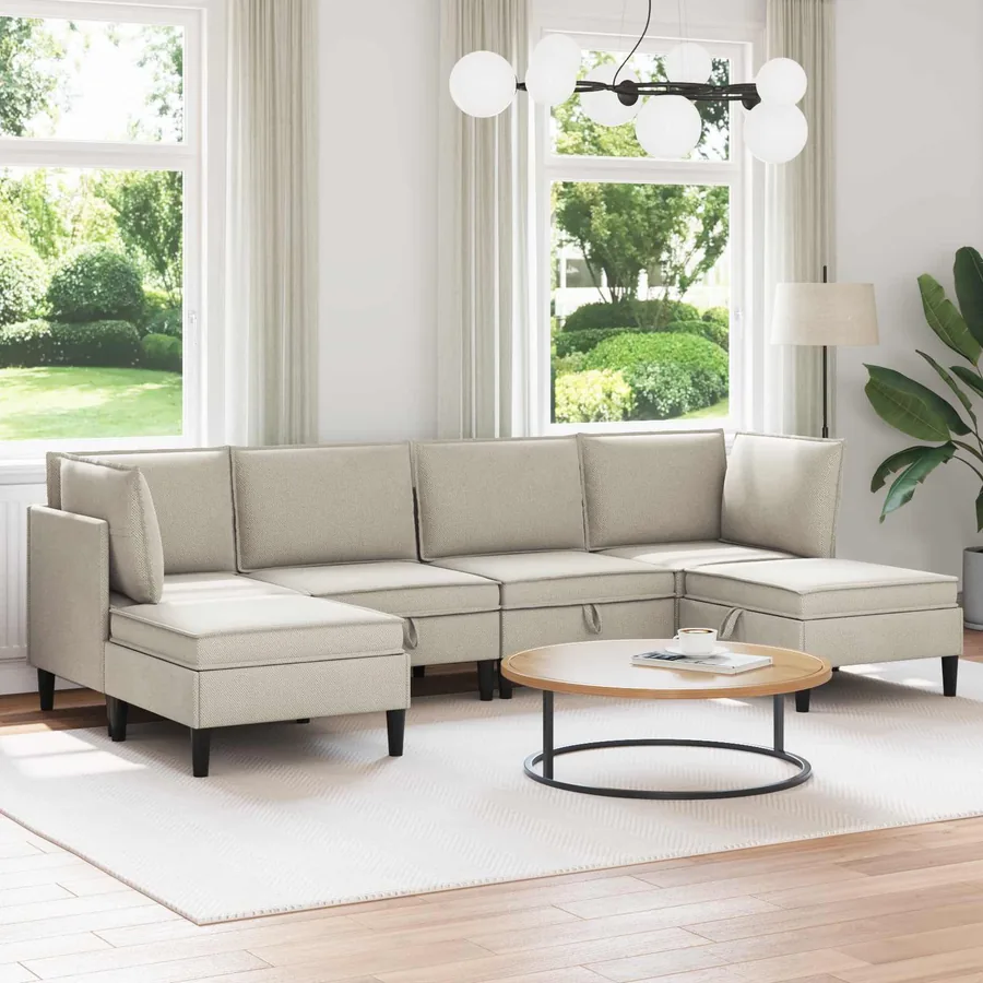 Ensemble de meubles pour le salon 6 pcs Avoine Tissu