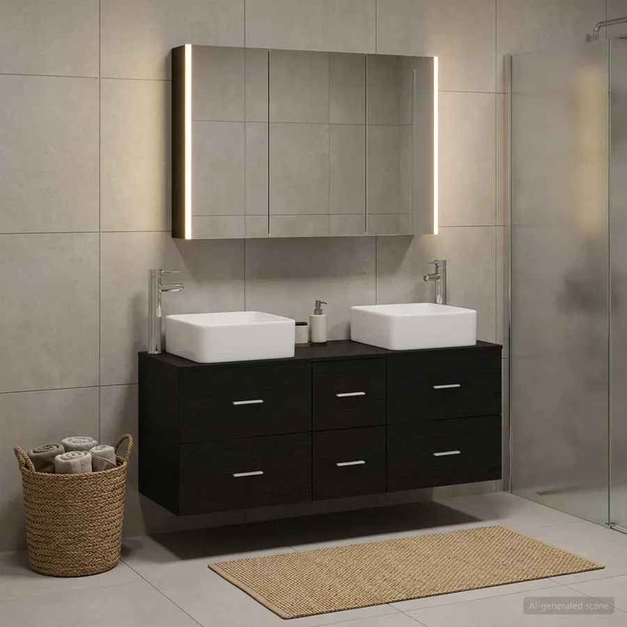 Ensemble de mobilier de salle de bain 4 pcs Chêne noir - 4