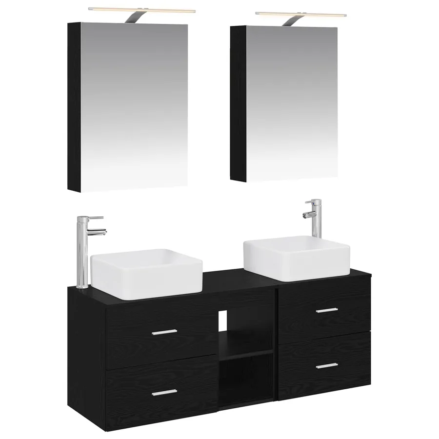 Ensemble de mobilier de salle de bain 5 pcs Chêne noir - 2