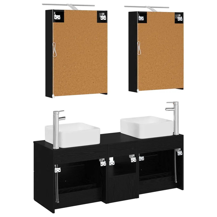 Ensemble de mobilier de salle de bain 5 pcs Chêne noir - 7