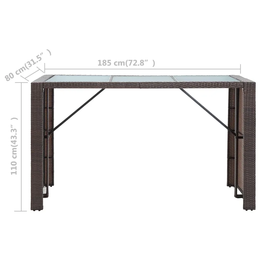 Ensemble de bar de jardin 7 pcs coussins Résine tressée Marron - 10