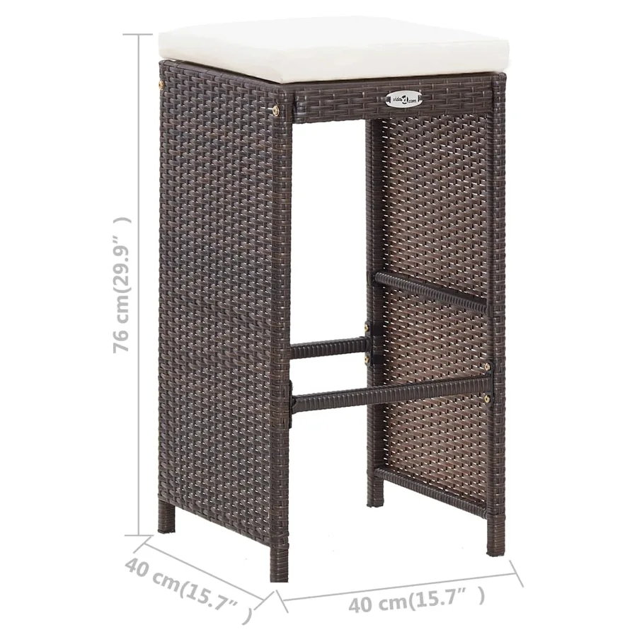 Ensemble de bar de jardin 7 pcs coussins Résine tressée Marron - 11