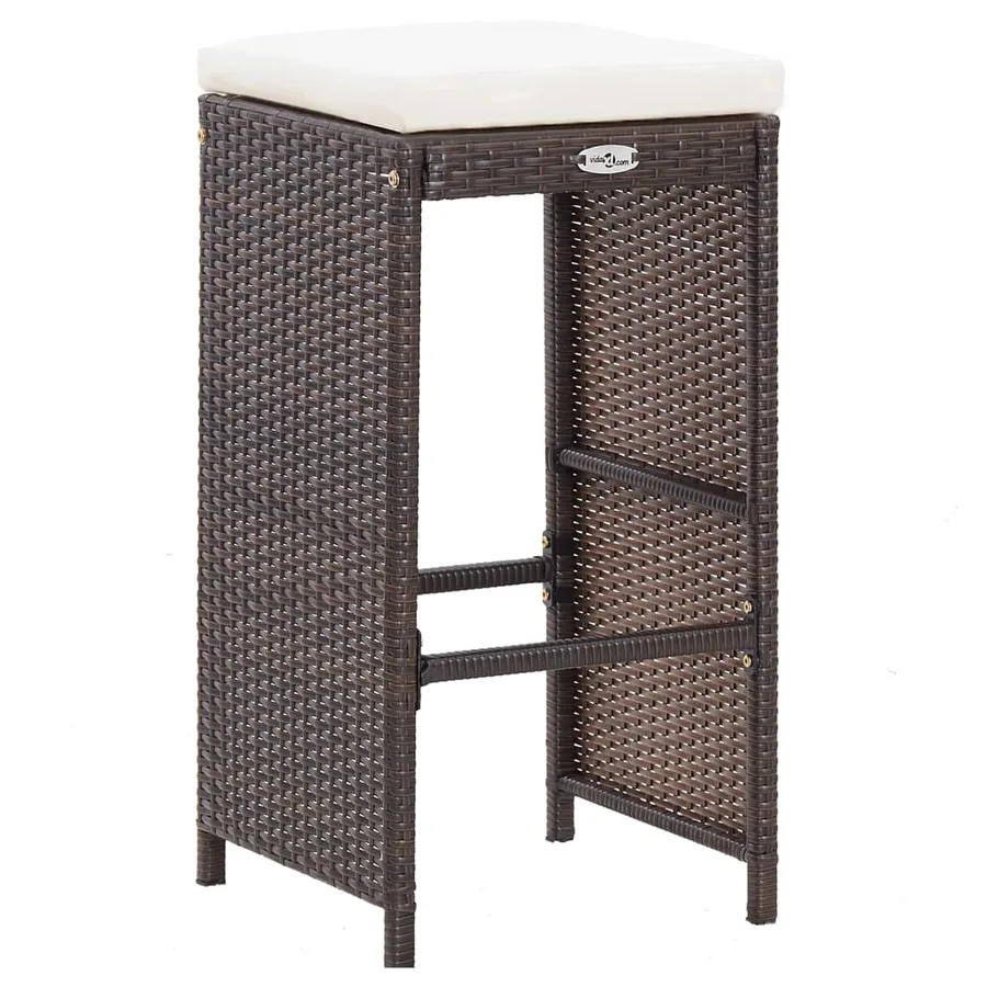 Ensemble de bar de jardin 7 pcs coussins Résine tressée Marron - 6