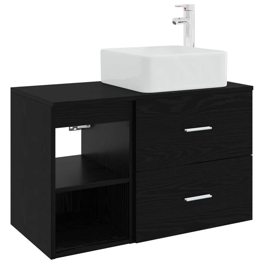 Ensemble de mobilier de salle de bain 2 pcs Chêne noir - 2