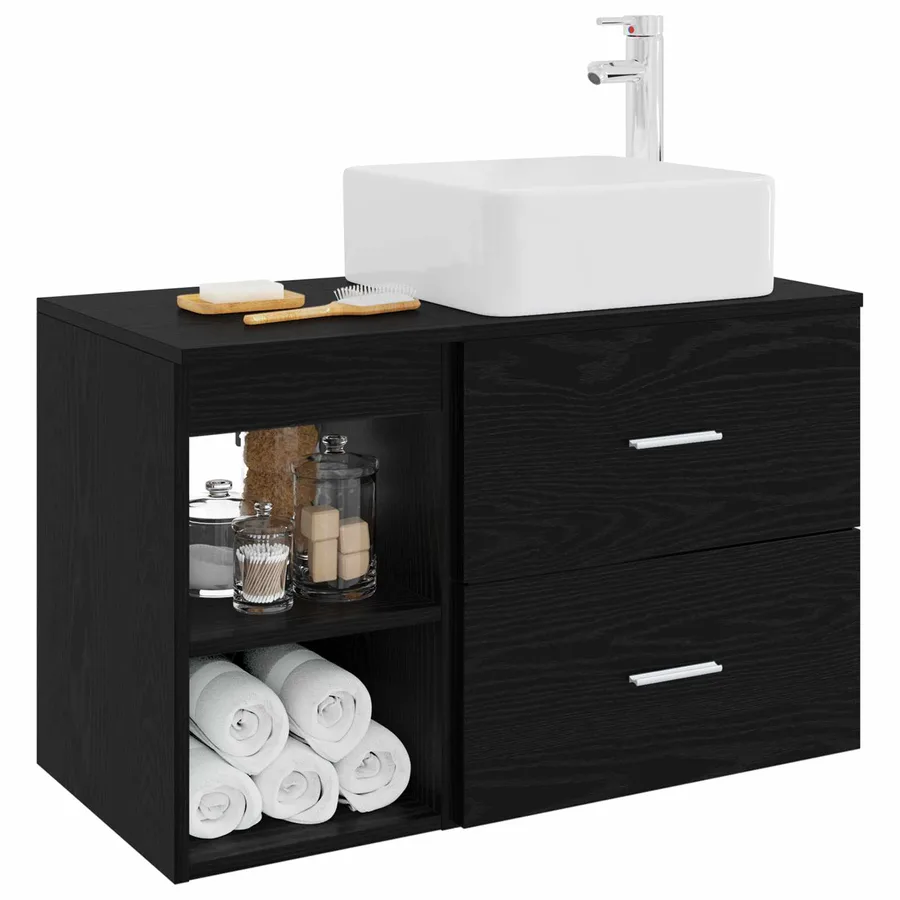 Ensemble de mobilier de salle de bain 2 pcs Chêne noir - 3