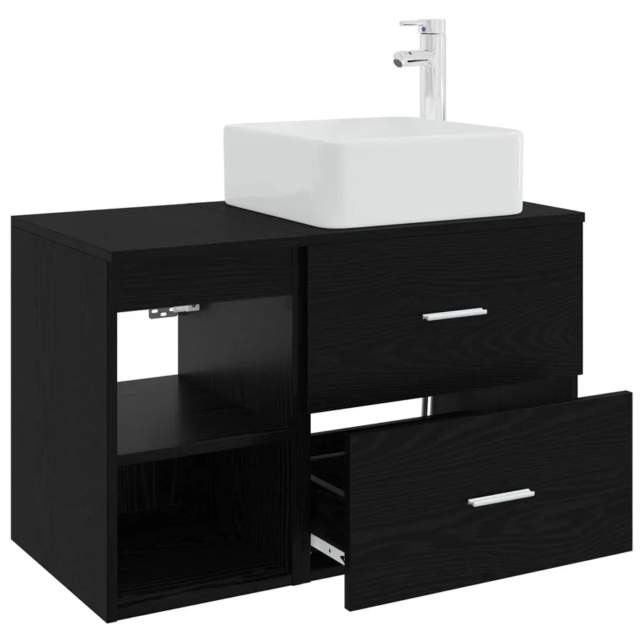 Ensemble de mobilier de salle de bain 2 pcs Chêne noir - 4
