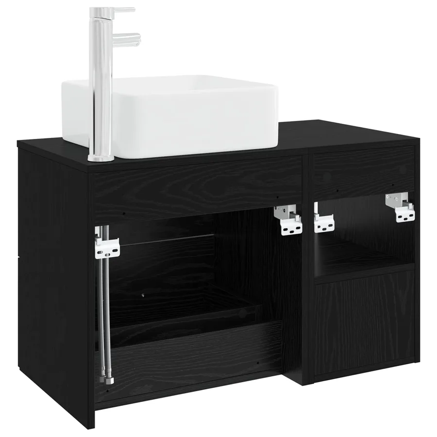 Ensemble de mobilier de salle de bain 2 pcs Chêne noir - 6