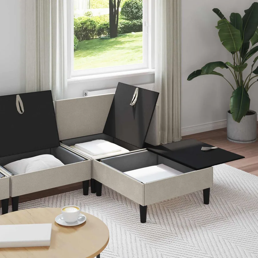 Ensemble de meubles pour le salon 4 pcs Avoine Tissu - 3