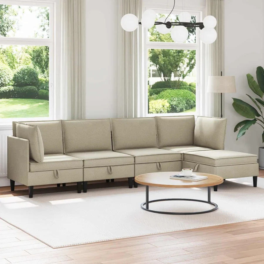 Ensemble de meubles pour le salon 5 pcs Sable Tissu